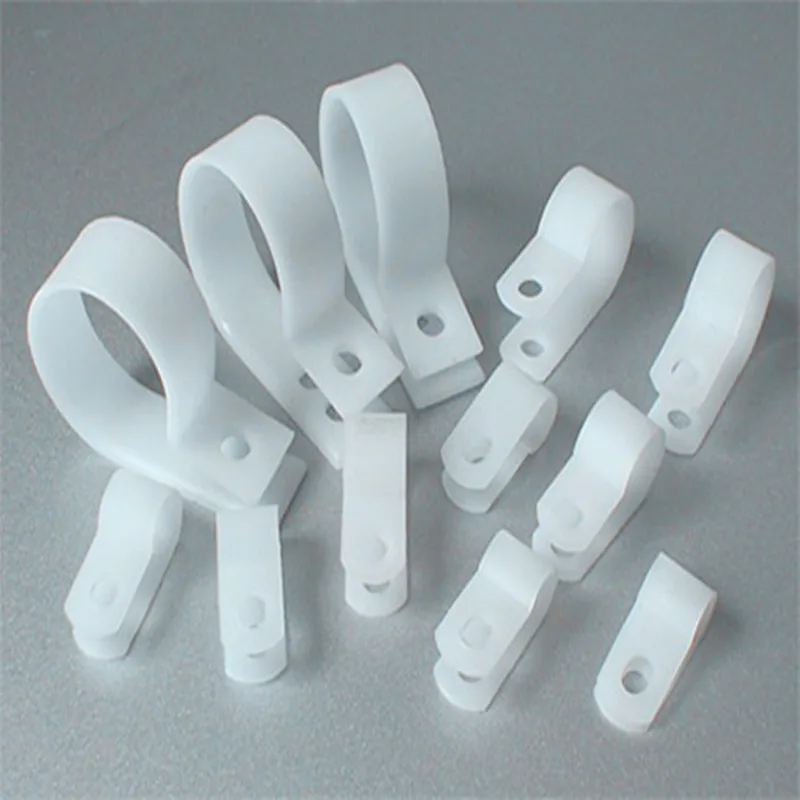 1000pcs Nylon White Wire Cable Hose P Type R Clamp Clips Clip C 8.4mm 5