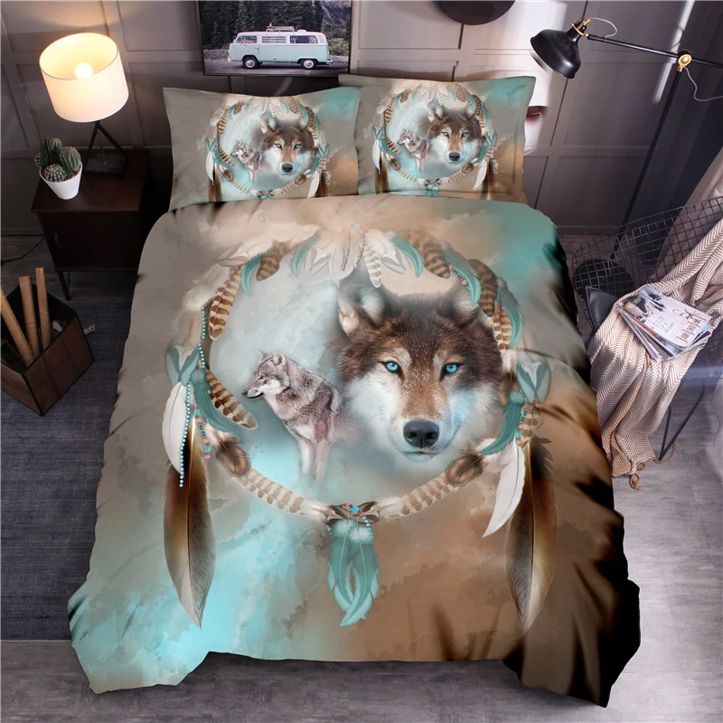 LOVINSUNSHINE 3D Duvet Cover Set Bedding Set King Wolf Bedding Sets DFS01