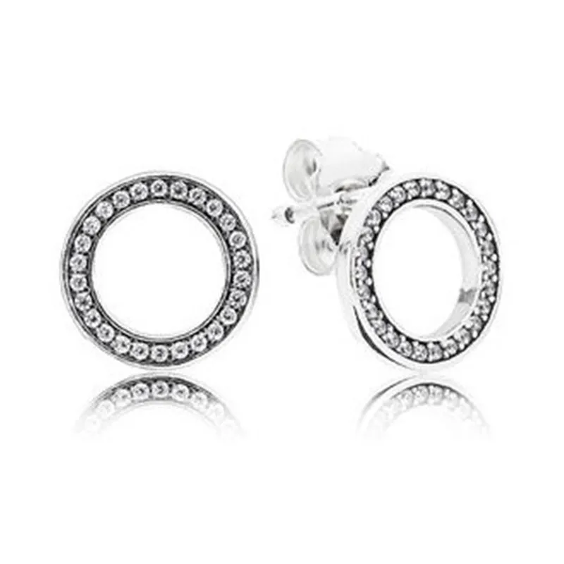 

Fashion 925 Sterling Silver Pandora Earrings For Women Forever Silver & Zirconia Earring Studs Fine Original Europe Jewelry Gift