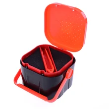 Fishing Tackle Box 2 Compartments Fishing Box Multifunctional Plastic Earthworm Worm Bait Lure Fly Carp Accessories 3 Sizes