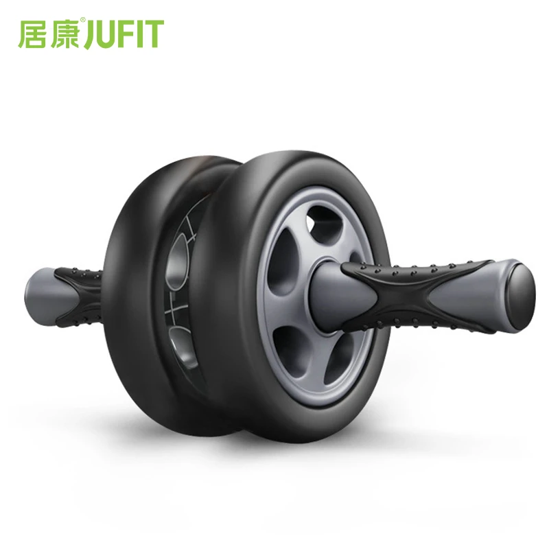 JUFIT без шума брюшное колесо двухколесный Ab ролик тренажер оборудования для фитнеса тренажерный зал упражнения для мужчин Бодибилдинг