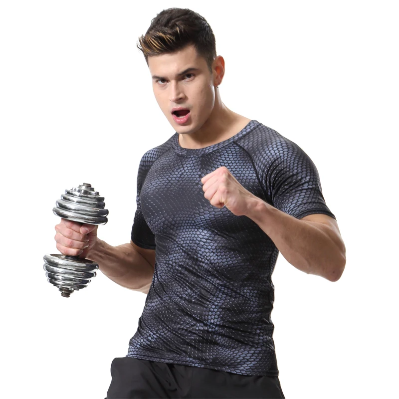 Fashion tight stretch Men T Shirts Men Short Sleeve Tops