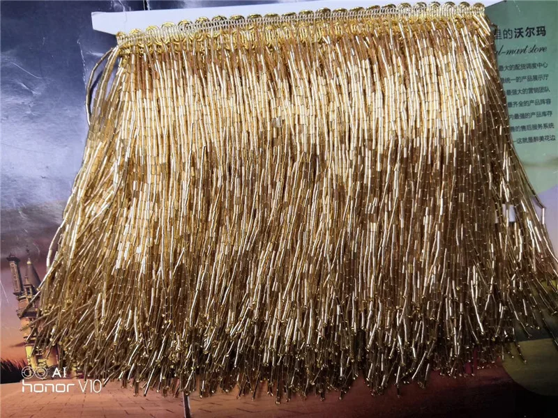 

high class beaded Fringe Ribbon Trim Fringe Tassel Lace Trim YG-397 in gold color with good quality