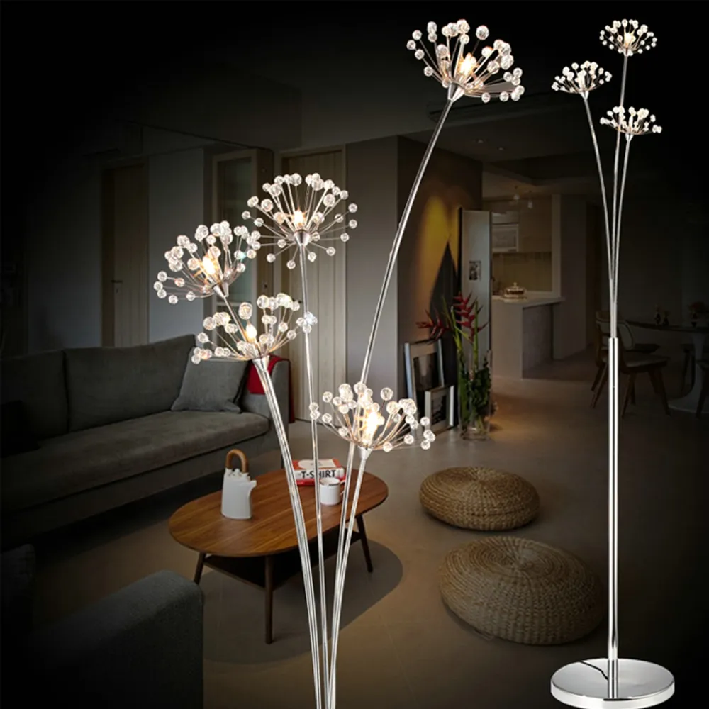 New Modern Crystal Floor Lamp For Living Room Flower