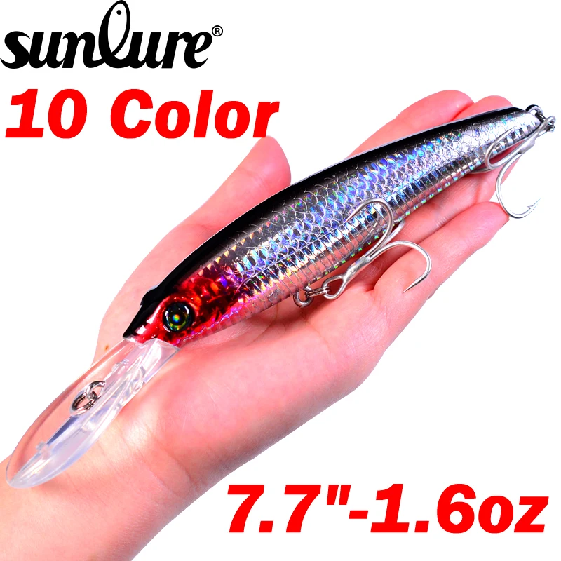 

1PC 46.5g-1.64oz Wobbler Fishing Lure Big Minnow Crankbait 19.5cm-7.68" Artificial Bait Pike Carp lures 2/0# Hook