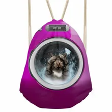 ThiKin сумка на шнурке с принтом кошки собаки Туристические сумки из полиэфира для мальчиков и девочек сумки для покупок женские легкие сумки с карманами