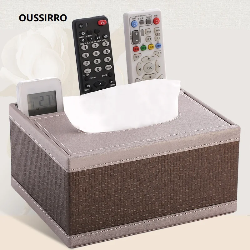 Oussirro новая мода коробка ткани многофункциональный держатель для салфеток из искусственной кожи для хранения пульта дистанционного