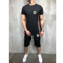 New Men's Sets T Shirts+pants men Brand clothing Two piece suit tracksuit Fashion Casual Tshirts Gyms Workout Fitness Sets