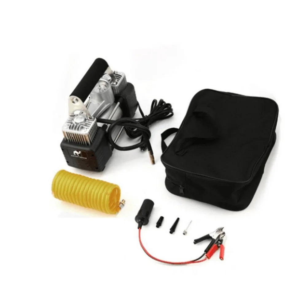 

Portable Size 12V Air Compressor Cars Tyre Stainless Steel Double Cylinder Inflator High Power Vehicles Tyre Inflation Pump
