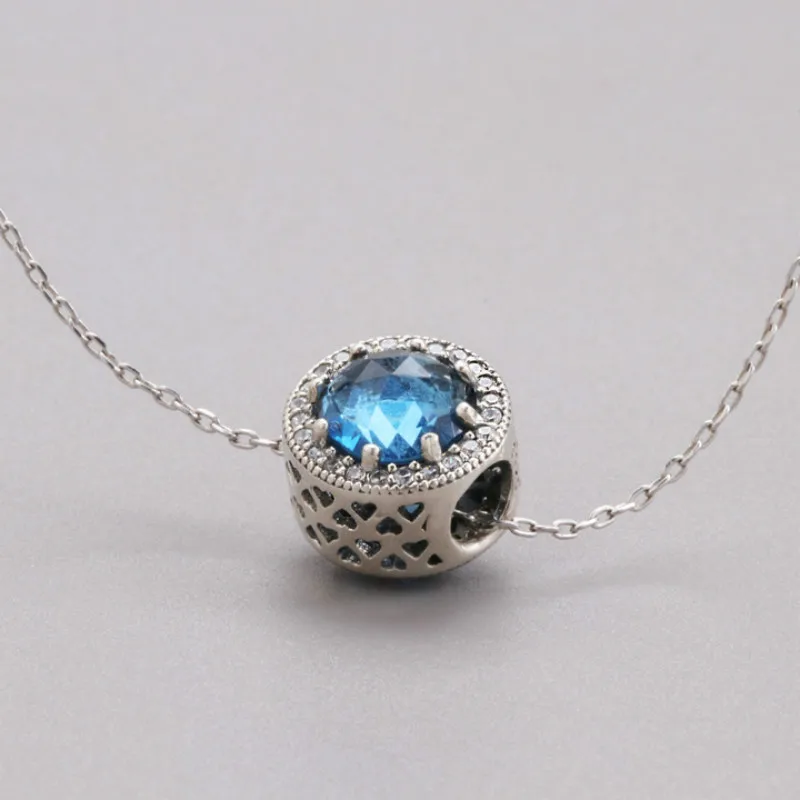Charms Choker Necklace for Girls Blue Crystal Heart Pendant Necklace Women Silver Chain Bead Statement Necklace Collier Femme10