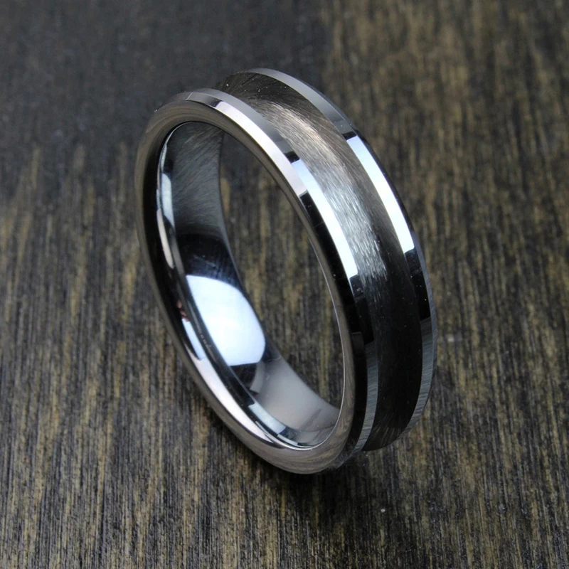 6 мм женские вольфрамовые кольца пустые для инкрустации DIY Ювелирные изделия комфорт Fit скошенные края утопленные центр рифленые