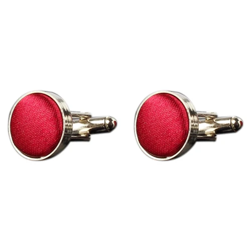 

1Pair Mens Dress Round Cloth Cufflinks For Business Shirt Wedding Party Red