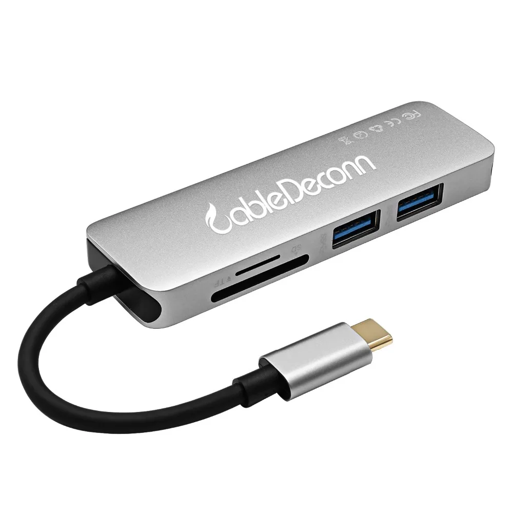 Thunderbolt 3 hub usbc док станция USB Type C к HDMI USB3.0 кабель TF SD карта 5в1 адаптер сплиттер для