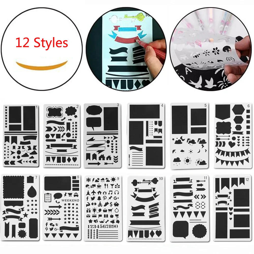 

1pc Journal Set Stencil Plastic Planner DIY Drawing Hollow Template for Diary Notebook Scrapbook Craft Cutting Dies