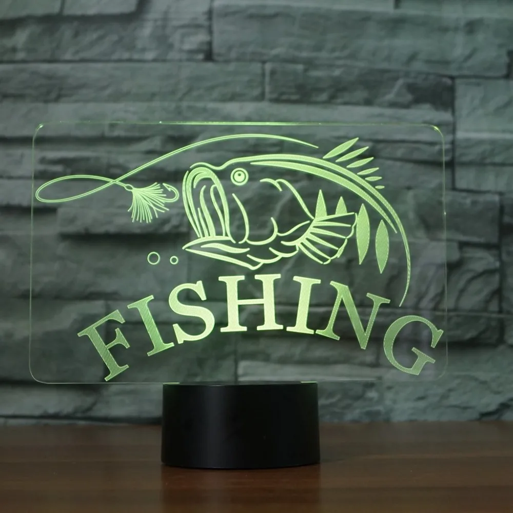7 цветов изменить 3D Led Творческий Настольная настольная лампа рыбалка Форма Дома ночные огни Декор Спальня рыбы светильник ребенок подарки