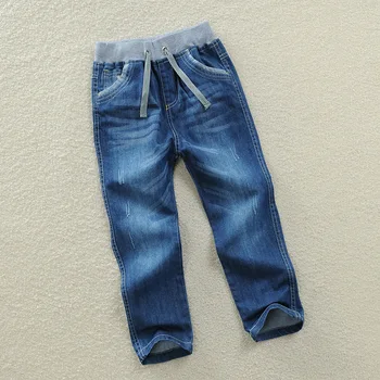 

Autumn Spring New Causal Kids Jeans Long Pants Baby For Boys 100% Cotton Denim Children jeans Trousers Dark Blue 2T-14T