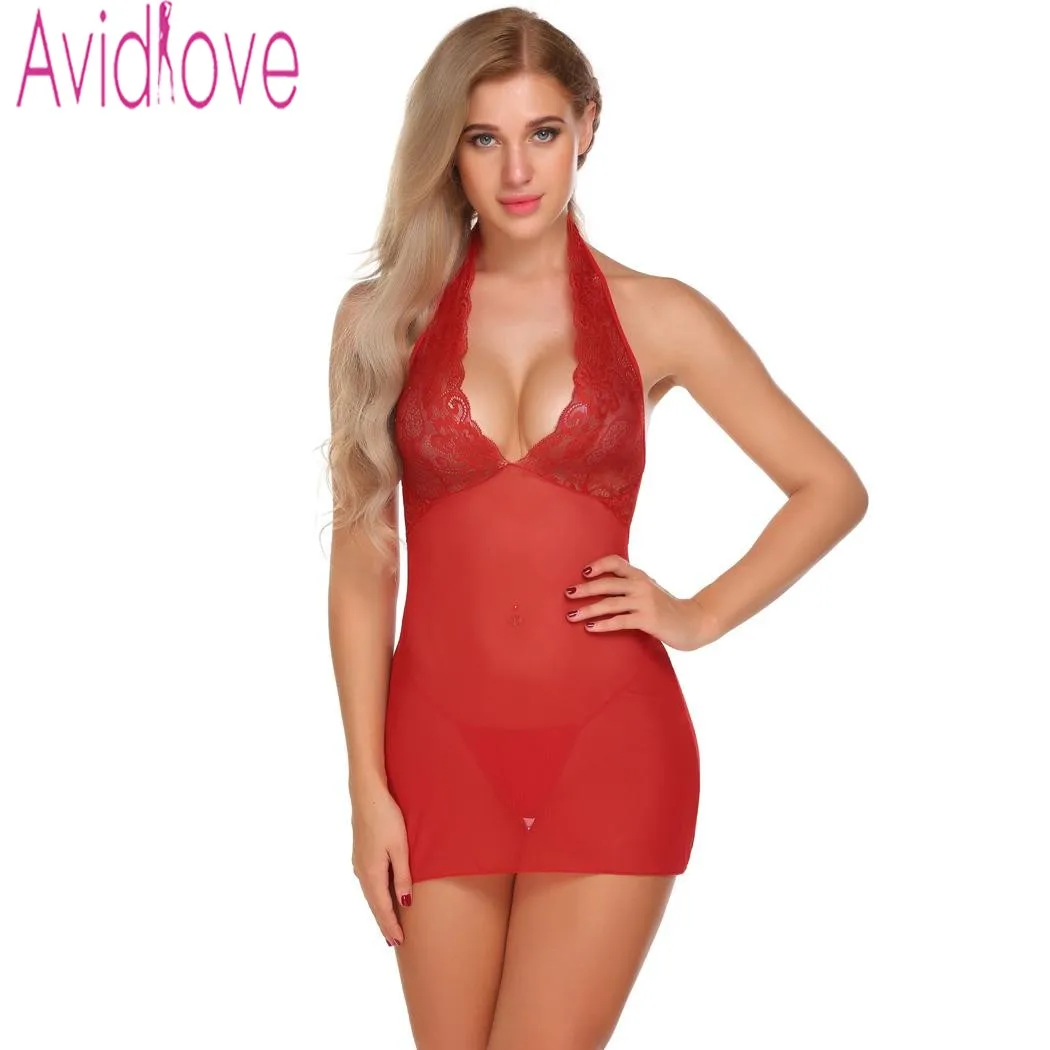Avidlove цветочное кружевное прозрачное Babydoll Chemise нижнее белье мини сексуальное