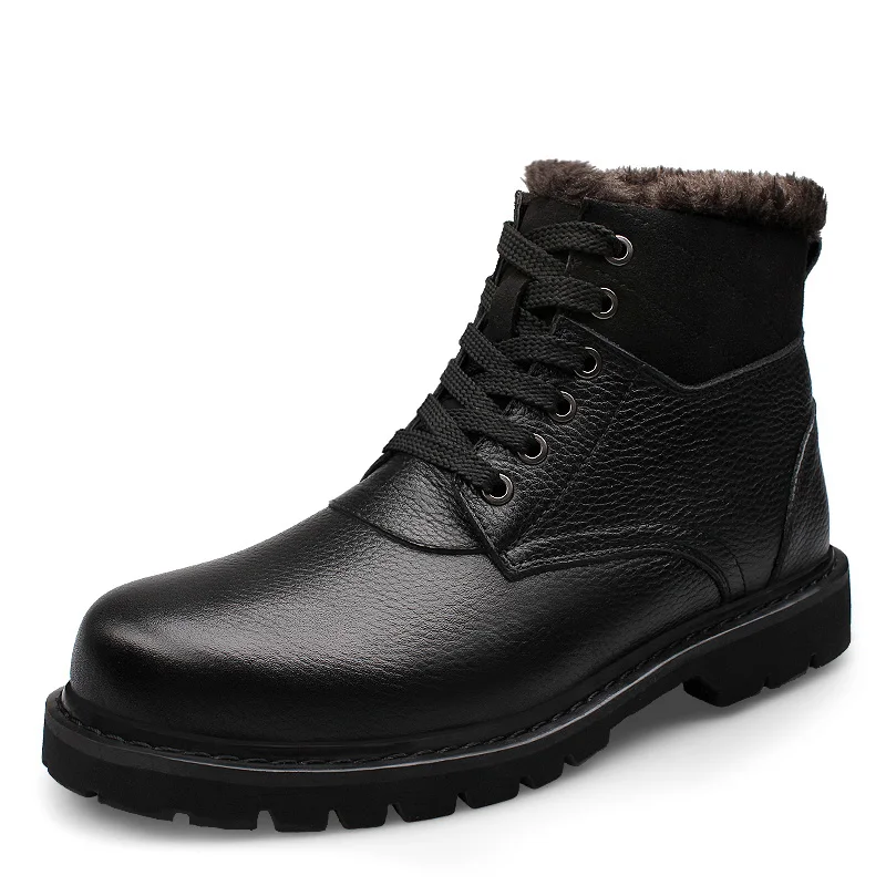 Tactical Waterproof Winter Warm Snow Boots Men Vintage Genuine Leather