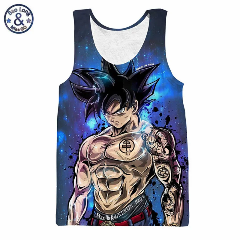

2018 Anime Dragon Ball Z Vest 3D Galaxy Space T-shirt Sleeveless Cartoon Tshirt Super Saiya Goku Vegeta Print Casual Tank Top