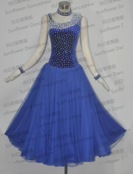 

2015 New Style!ballroom Standard Dance Dress,Waltz Competition Dress,Women,royalblue Ballroom Dance Dress,Sunflower Dance Dress
