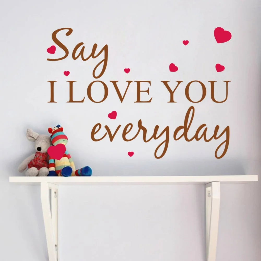 New Say I Love You Everyday English Quotes Wall Stickers Kids Room Bedroom Living Room