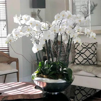 

1pc Artificial Butterfly Orchid 5stem leaves Faux foliage flower DIY scrapbooking home decoration Orchids plant flowers vivid