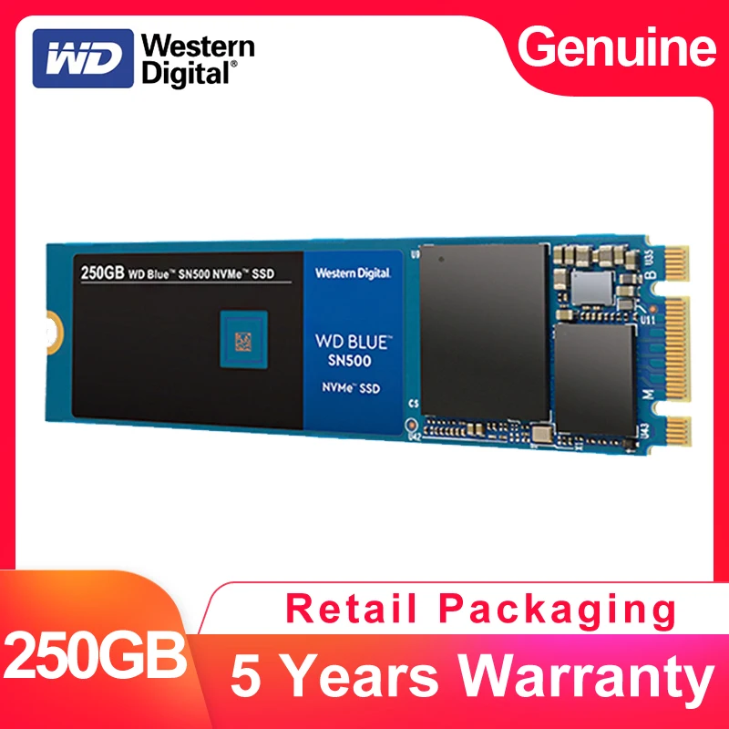 

WESTERN DIGITAL WD BULE SN500 SSD 250GB M.2 2280 NVMe PCIe Gen3*2 Dual channel Internal Solid State Drive For PC Laptop NoteBook