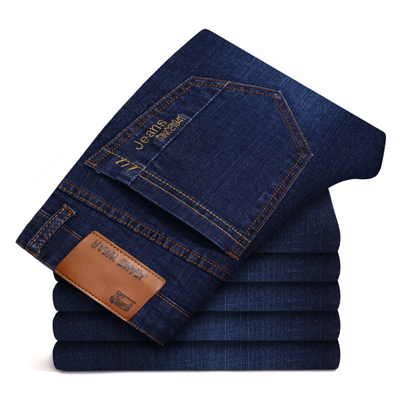 Мужские брендовые Стрейчевые джинсы, новые деловые повседневные облегающие джинсовые штаны, черные, синие брюки, джинсы для мужчин размера плюс 38, 40, 42