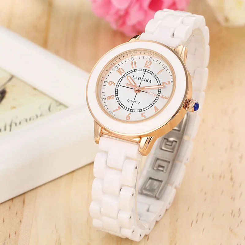 

2019 Arabic Digital Scale Watch for Women Student Fashion & Casual Chronograph Alloy Dial Ceramic Ladies Quartz Bracelet Buckle