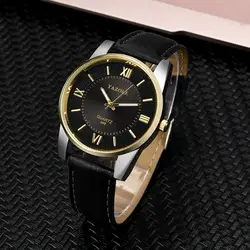 Роскошные часы Для мужчин большой циферблат модные кожаные ремешок аналоговые кварцевые часы для Для мужчин аналоговый Бизнес Наручные