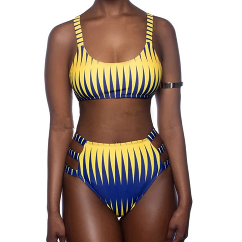 

sexy vintage print stripe halter fused sale wire free brand girl bikini set mid waist 2019 women x27s swimsuit swimwear swimming