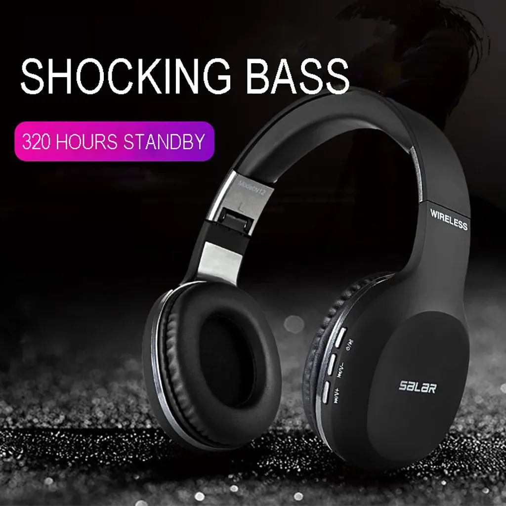 

Foldable High Quality Hifi Stereo Subwoofer Wireless Bluetooth Headset Game With Microphone Noise Canceling Headphone *