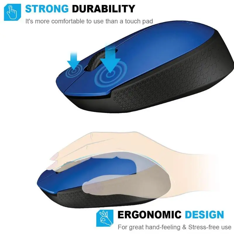 Мышь Logitech M170 с нано приемником 2 4 ГГц беспроводная 1000 DPI оптоэлектронная 3 кнопки
