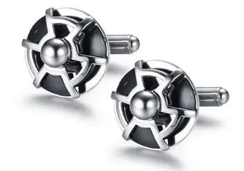 

Stainless Steel Cufflinks Round Black Hollow Designed Cuff LInks Shirt Cuff Button Men's Jewelry Accessory Fashion Gift 5pairs