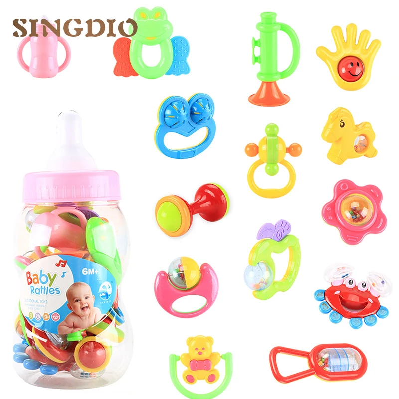

14Pcs/set Baby safe Rattles Infant mobiles musical Hand Shake Bell Ring Toy Teether Product Educational Christmas Gifts for kids