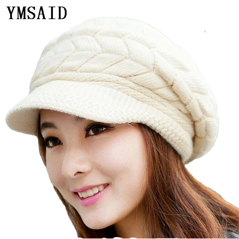 

Elegant Women Hat Winter Autumn Beanies Knitted Hats For Woman Rabbit Fur Cap Ladies Female Girl Berets Skullies Crochet Bonnet