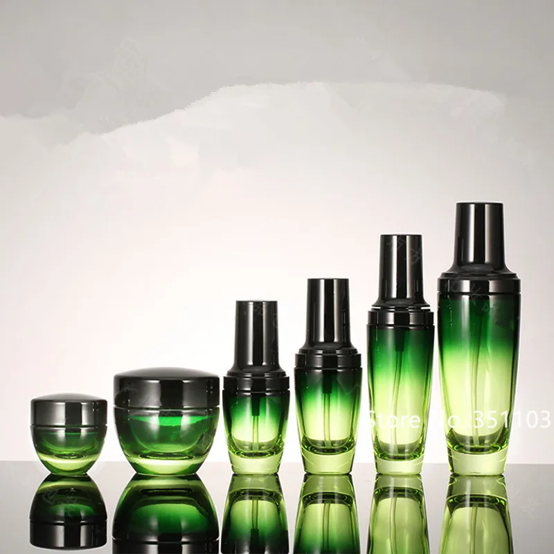 Download 12Pcs Classical Green Glass Cosmetic Container Lotion Pump ...