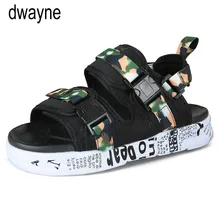 Мужские сандалии; камуфляжная черная удобная Пляжная обувь; легкая повседневная обувь унисекс; Летняя обувь на плоской подошве; 56y7