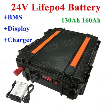 

24V 130Ah 160Ah lifepo4 customized lithium battery pack for motorhomes Solar energy speaker EV AGV inverter+10A charger