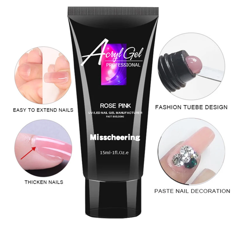 15 ML cristal extensible UV Gel extensor Builder Led Gel uñas arte Gel laca gelatina acrílico Builder UV uñas gel de polietileno 9 colores