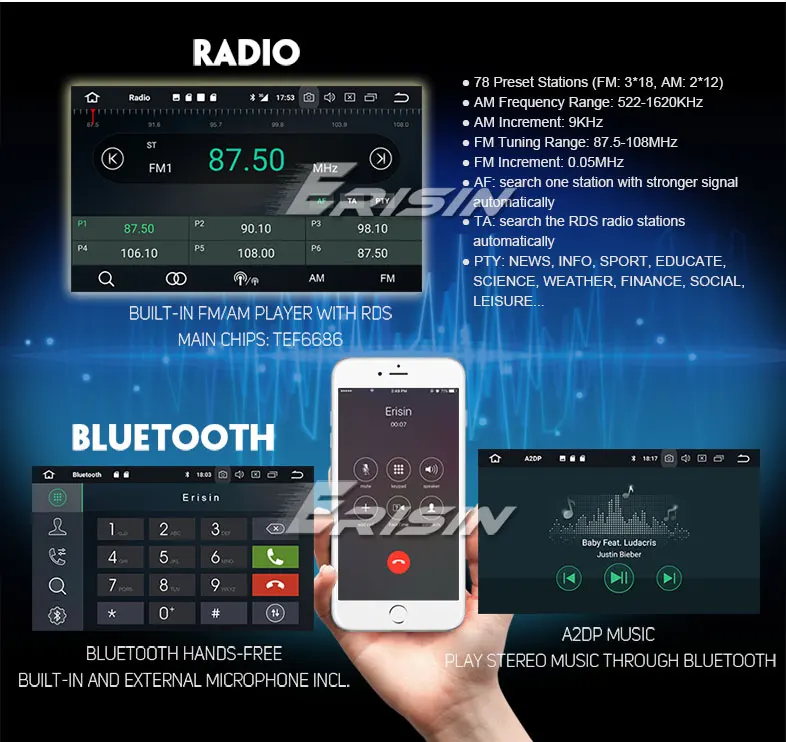 Flash Deal Erisin ES7496B 9" Android 8.0 Car DAB+ GPS Navi BT OBD 4G TPMS DTV-IN for BMW 3er E46 Rover75 MG ZT 14
