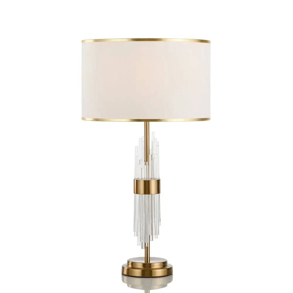 

Modern Crystal Fabric Table Lamps Luxury Metal Base Bedroom Beside Table Light Study Room Hotel fashion Desk Lighting Fixtures