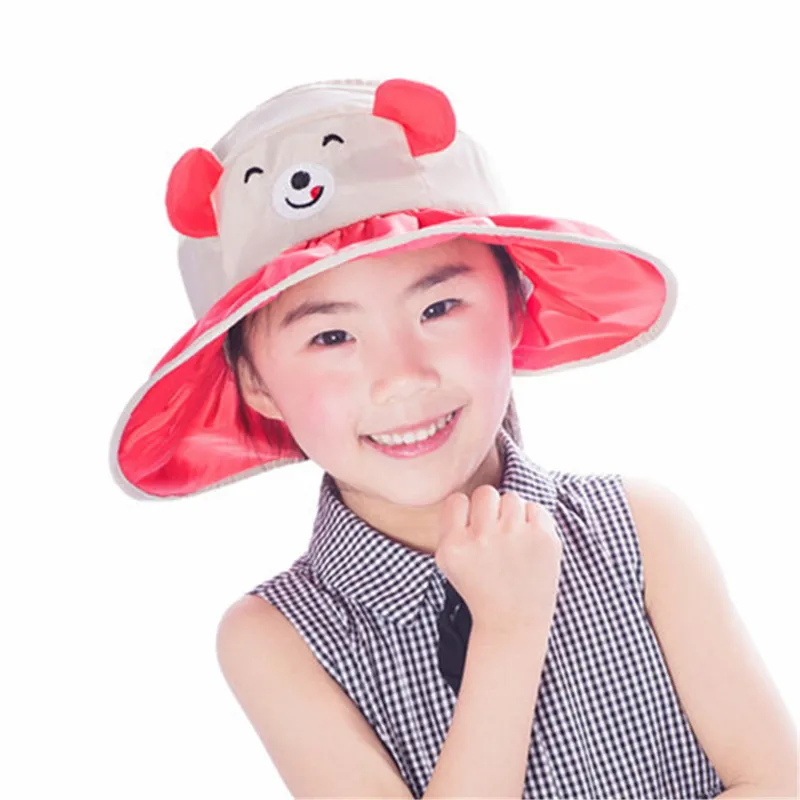 جديد كارتون الدب الطفل قبعات الصيف شاطئ كاب بنات طفل فارغة القبعات birm واسعة anti السفر sunhats