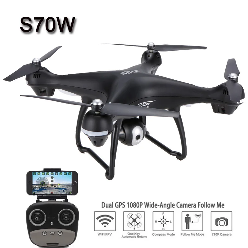 SJRC S70W RC Drone 1080P 720P WiFi FPV Double GPS Module Altitude Hold Follow Me Headless Mode SJRC S70W RC Drone 1080P 720P WiFi FPV Double GPS Module Altitude Hold Follow Me Headless Mode