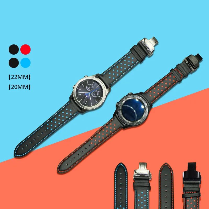 20-22 мм ремешок для huawei Watch 2 Pro из натуральной кожи ремешок с застежкой-бабочкой для samsung gear S3 Sport S2 Classic Frontier