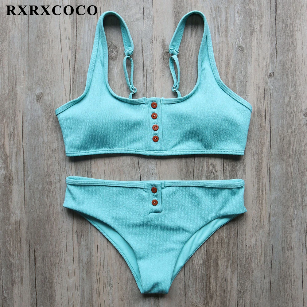 RXRXCOCO, Хит, бикини, купальник для женщин, Maillot De Bain Femme,, сексуальный комплект бикини, на пуговицах, купальник для женщин, купальник, пляжная одежда