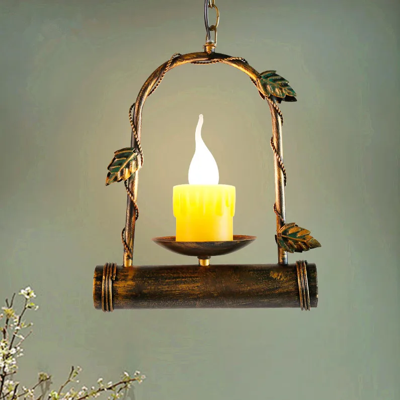 

American rustic creative iron art pendant lights Vingtage old-fashioned resin shade E14 lamp for vestibule&corridor&cafe LDK034