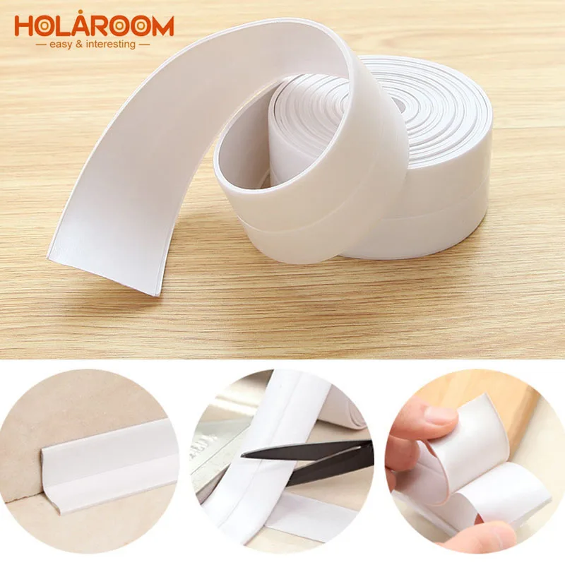 

PVC Material Durable Kitchen Bathroom Wall Gap Corner Sealing Tape Practical Waterproof Mold Proof Tapes 3.2m*3.8/2.2cm