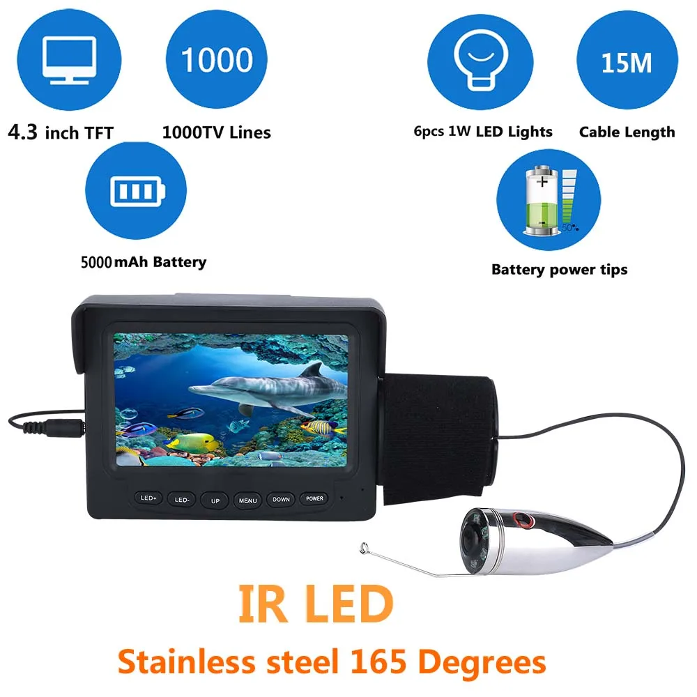“ Câmera de Vídeo do Monitor da Fishfinder Subaquática Gelo Noite