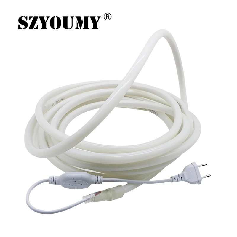 

SZYOUMY 50METERS 360 Degree Round LED Neon Strip 220V 110V Flexible Neon Light Waterproof 120leds/m Round Two-wire Outdoor Light